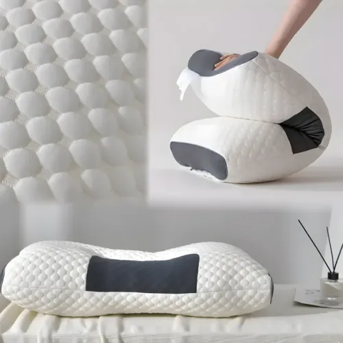 Ортопедическая подушка Casual 63×37 см, средняя жесткость, холлофайбер, анатомическая поддержка шеи, белый