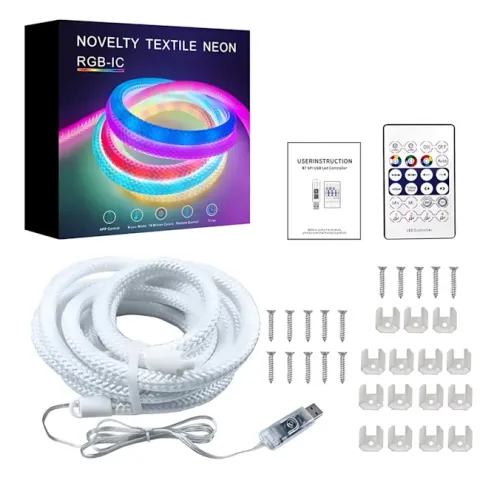 Неонова піксельна LED-стрічка-шнура 5 м, SFK-30, WS2811, RGB 360°, IP67, з контролером і пультом - фото 9