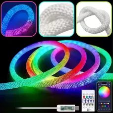 Неоновая пиксельная LED лента-шнур 5 м, SFK-30, WS2811, RGB 360°, IP67, с контроллером и пультом