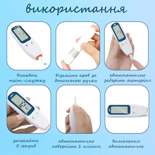 Глюкометр Jziki JZK-206 для вимірювання цукру в крові, висока точність, швидкий тест 5 сек, на батарейці - фото 12