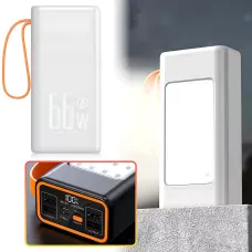Hoco JA88A Power Bank 100000mAh, павербанк зі швидким заряджанням PD66W+QC3.0, ліхтариком і 4 USB-портами Білий
