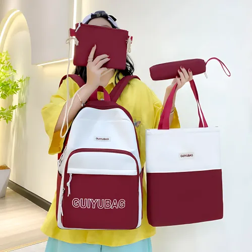 Набір 4 в 1 шкільний рюкзак GUIYUBAG MFG-2-613, рюкзак + сумка + клатч + пенал Червоний - фото 3