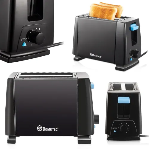 Тостер Domotec MS-263 650 Вт, 2 слоти, регулювання підсмажування, знімний піддон, захист від перегрівання, чорний
