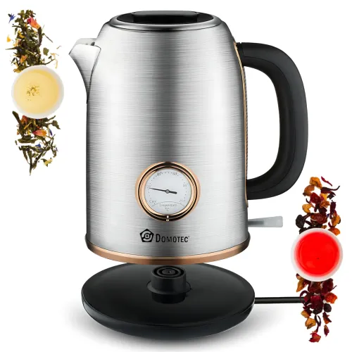 Электрический чайник Domotec MS-7849, нержавеющая сталь, 1,7 л, 2200 Вт, с термометром и автоотключением