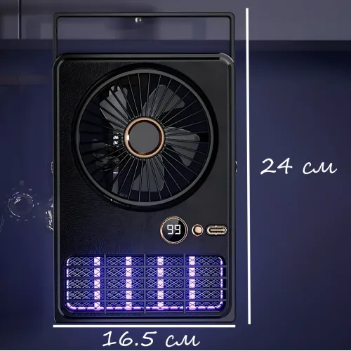 Портативний вентилятор-лампа від комарів Fan AND XL-1414 2-в-1, 6000 мА·год, LED-підсвітка, 5 швидкостей, чорний - фото 9