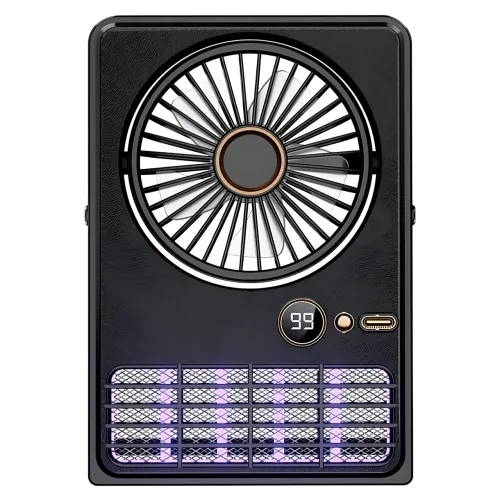 Портативний вентилятор-лампа від комарів Fan AND XL-1414 2-в-1, 6000 мА·год, LED-підсвітка, 5 швидкостей, чорний - фото 2