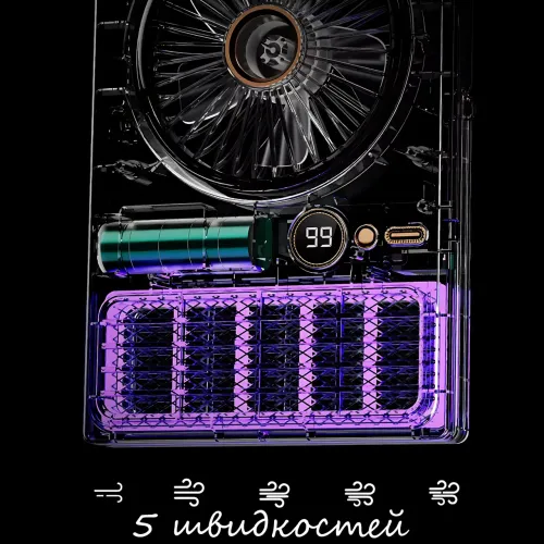 Портативний вентилятор-лампа від комарів Fan AND XL-1414 2-в-1, 6000 мА·год, LED-підсвітка, 5 швидкостей, чорний - фото 3