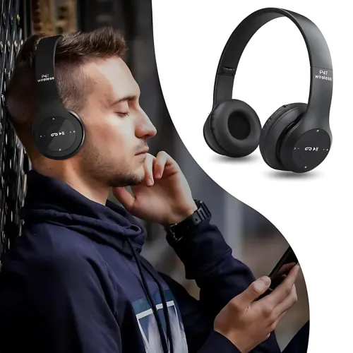 Бездротові Bluetooth-навушники MDR P47 з мікрофоном, шумозаглушенням, FM-радіо, microSD, складана конструкція - фото 10