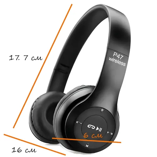 Бездротові Bluetooth-навушники MDR P47 з мікрофоном, шумозаглушенням, FM-радіо, microSD, складана конструкція - фото 7