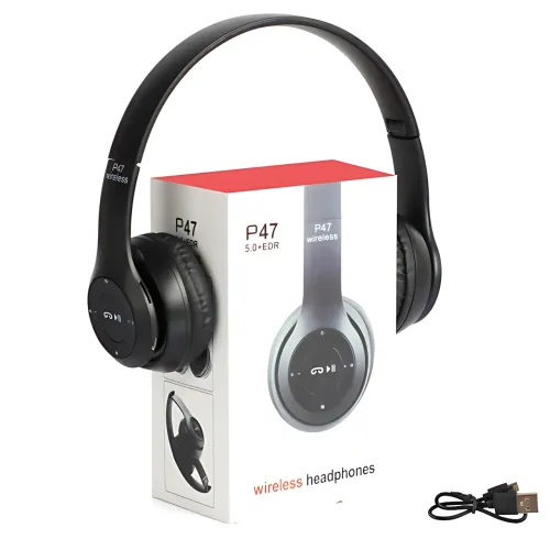 Бездротові Bluetooth-навушники MDR P47 з мікрофоном, шумозаглушенням, FM-радіо, microSD, складана конструкція - фото 8