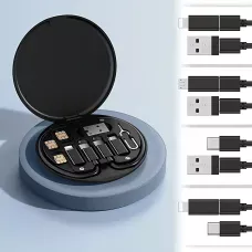 Універсальний набір адаптерів і кабелів 6-в-1: Type-C, Lightning, Micro USB, USB, тримач для телефона