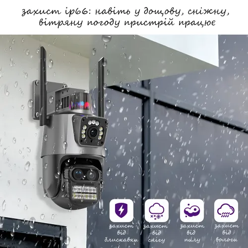 Wi-Fi IP камера P11, 3+3 Мп, PTZ, двойной объектив, ночное видение, сигнализация, автоотслеживание, IP66, SD - фото 6