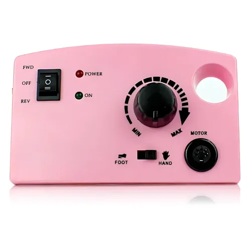 Фрезер для манікюру та педикюру Nail Master ZS-602, 65 Вт, 45 000 об./хв, реверс, педаль, набір фрез, рожевий - фото 2