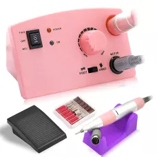 Фрезер для манікюру та педикюру Nail Master ZS-602, 65 Вт, 45 000 об./хв, реверс, педаль, набір фрез, рожевий