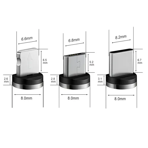 Магнітний кабель 3в1 X-Cable Magnetic М3 Lightning/MicroUSB/Type-C, 1 м, 2A, в обплетенні, золотистий - фото 8