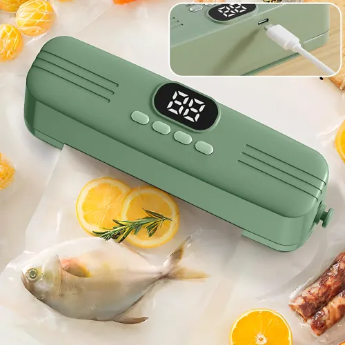 Вакууматор AND 1425, USB, 7.4 Вт, портативний, перезаряджуваний, мініпакувальник для продуктів, зелений