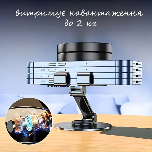Підставка для телефона та планшета AND1315, металева, складана, 360° поворот, універсальна, нековзна, компактна - фото 6