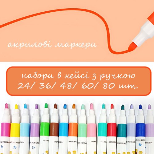 Набір акрилових маркерів Acril, перманентні швидковисихні художні маркери на водній основі для малювання, у кейсі 80 - фото 8
