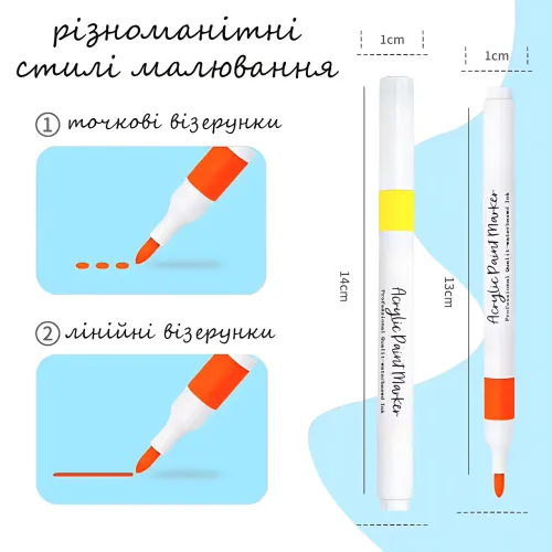 Набір акрилових маркерів Acril, перманентні швидковисихні художні маркери на водній основі для малювання, у кейсі 48 - фото 10