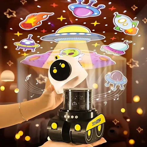 Проєктор-нічник музичний LED «Робот» Droid WH-E03, Bluetooth, 6 трафаретів, акумулятор 1200 мА·год, нічник-проєктор - фото 2