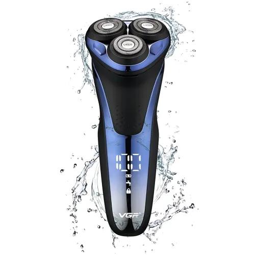 Електробритва VGR V-306, акумуляторна, бездротова, вологозахист IPX7, 3D роторні головки, сухе/вологе гоління, LED-дисплей - фото 3