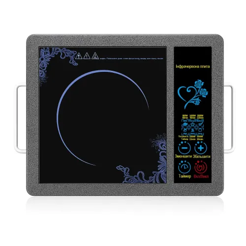Електроплита інфрачервона Domotec MS-5842, 2000 Вт, 1 конфорка, сенсорне керування, склокераміка, з таймером і автовимкненням