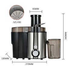 Соковыжималка Domotec MS-5220 центробежная, 600 Вт, 2 скорости, горловина 70 мм, контейнер для жмыха 1 л, резервуар для сока 0.5 л