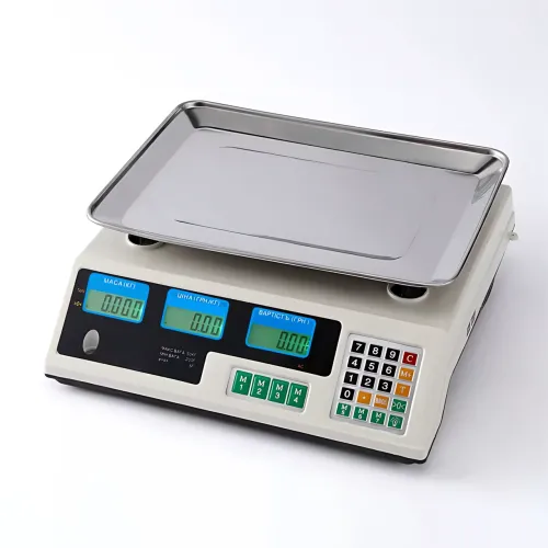 Ваги торговельні електронні Domotec MS-228, до 50 кг/5 г, двосторонній LCD-дисплей із підсвіткою, від мережі 220V і акумулятора 6V - фото 3