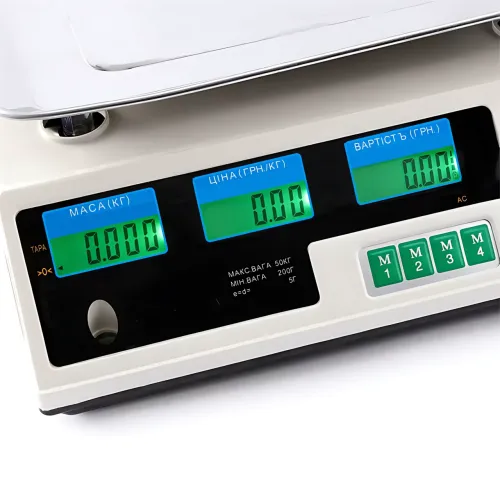 Ваги торговельні електронні Domotec MS-228, до 50 кг/5 г, двосторонній LCD-дисплей із підсвіткою, від мережі 220V і акумулятора 6V - фото 5