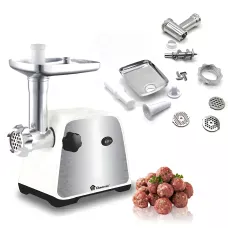 М'ясорубка електрична Domotec MS-2028, 4500 Вт, 3 решітки, насадки для ковбас і кеббе, реверс, захист від перевантаження