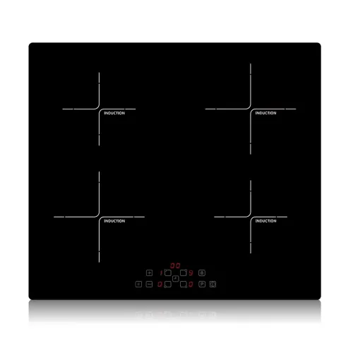 Індукційна електроплита Domotec MS-5864, настільна, 4 конфорки, 5900 Вт, сенсорне керування, склокераміка, чорна
