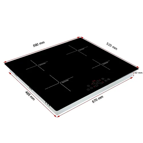 Індукційна електроплита Domotec MS-5864, настільна, 4 конфорки, 5900 Вт, сенсорне керування, склокераміка, чорна - фото 9
