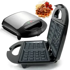 Вафельниця електрична Domotec MS-7705, 1000 Вт, 2 форми, антипригарне покриття, терморегулятор, індикатор готовності