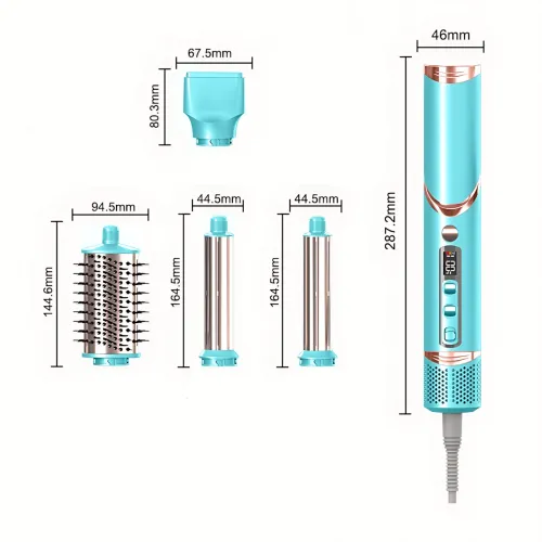Фен-стайлер VGR V-474, 1400 Вт, 4 насадки: концентратор, щітка, випрямляч, плойка, шнур обертовий, блакитний - фото 9