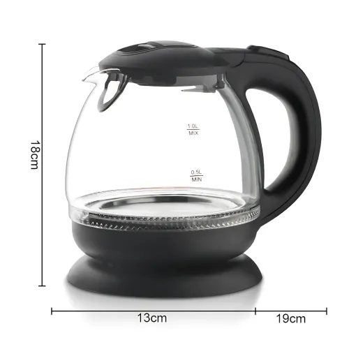 Електрочайник Domotec MS-7910 1 л, 1650 Вт, скляний корпус з LED-підсвіткою, автовимкнення, поворотна база 360°, чорний - фото 9