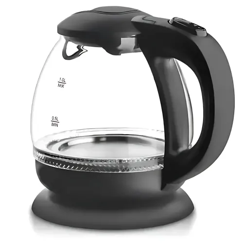 Електрочайник Domotec MS-7910 1 л, 1650 Вт, скляний корпус з LED-підсвіткою, автовимкнення, поворотна база 360°, чорний - фото 3
