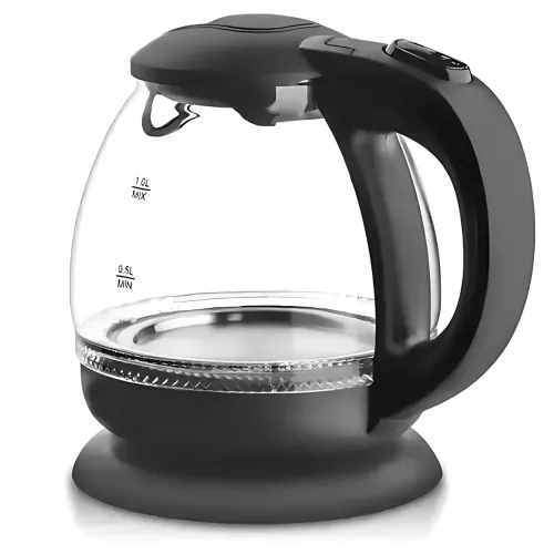 Електрочайник Domotec MS-7910 1 л, 1650 Вт, скляний корпус з LED-підсвіткою, автовимкнення, поворотна база 360°, чорний - фото 3