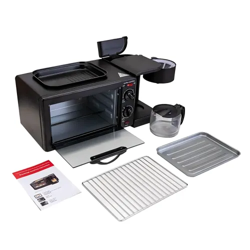 Печь-гриль-кофеварка 3в1 Domotec MS 5308B — минипечь, тостер и кофеварка в одном, 1050 Вт, 7 л, таймер, терморегулятор, черная - фото 11