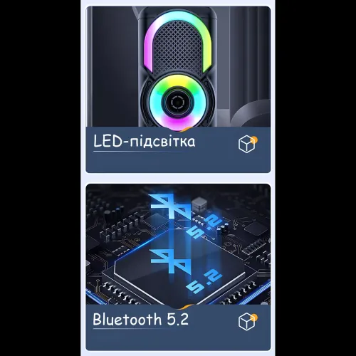 Портативна Bluetooth колонка E-4203 BT — 16 Вт, стереозвук, караоке, FM-радіо, LED-підсвітка, мікрофон, AUX - фото 6
