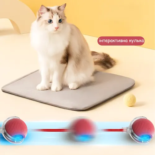 Інтерактивний розумний м'ячик PetGravity — автоколесо 360°, для кішок, з USB-зарядкою і міцним матеріалом, червоний - фото 7