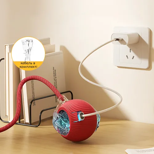 Інтерактивний розумний м'ячик PetGravity — автоколесо 360°, для кішок, з USB-зарядкою і міцним матеріалом, червоний - фото 8