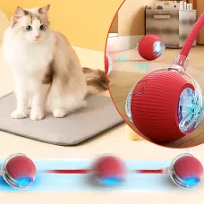 Интерактивный умный мячик PetGravity — автоколесо 360°, для кошек, с USB-зарядкой и прочным материалом, красный