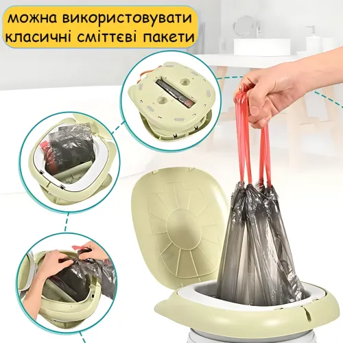 Складаний дитячий дорожній горщик MA673, до 50 кг, пластиковий, з чохлом і захистом від запаху, зелений - фото 7