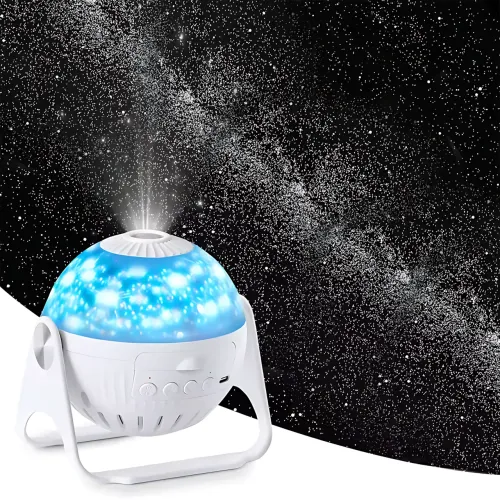 Проєктор нічник Galaxy Star із 6 змінними слайдами, зоряне небо, галактики, планети, акумуляторний, USB, з регулюванням яскравості - фото 7