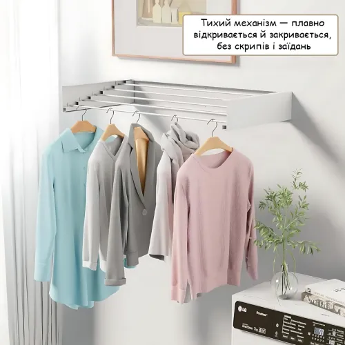 Настенная сушилка для белья TM-Y100, 100x50 см, до 100 кг, вешалка-сушилка для одежды, сушка для вещей - фото 7