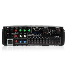 Підсилювач звуку AMP-326BT 300 Вт з Bluetooth, FM-радіо, USB, SD, караоке, еквалайзером і пультом, стереопідсилювач 2×150 Вт