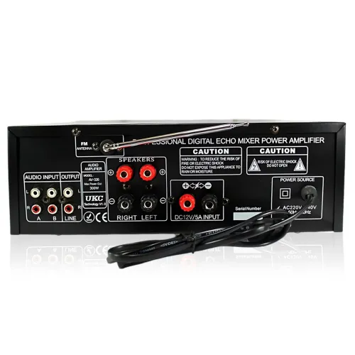 Підсилювач звуку AMP-326BT 300 Вт з Bluetooth, FM-радіо, USB, SD, караоке, еквалайзером і пультом, стереопідсилювач 2×150 Вт - фото 4