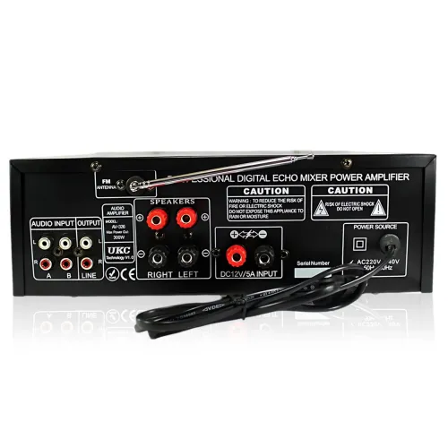 Підсилювач звуку AMP-326BT 300 Вт з Bluetooth, FM-радіо, USB, SD, караоке, еквалайзером і пультом, стереопідсилювач 2×150 Вт - фото 4