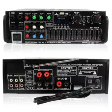 Підсилювач звуку AMP-326BT 300 Вт з Bluetooth, FM-радіо, USB, SD, караоке, еквалайзером і пультом, стереопідсилювач 2×150 Вт