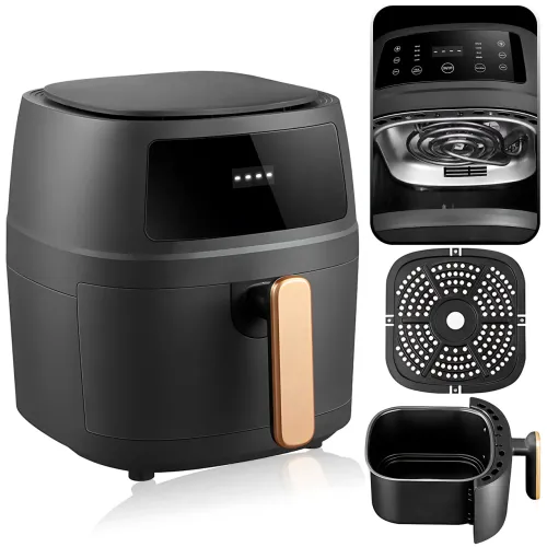 Аерогриль Black S-18 8L MA656, аерофритюрниця 1800 Вт, чаша 8 л, сенсорне керування, антипригарний кошик, чорний